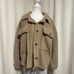 FOREVER21 Cozy Tan Sherpa Shacket